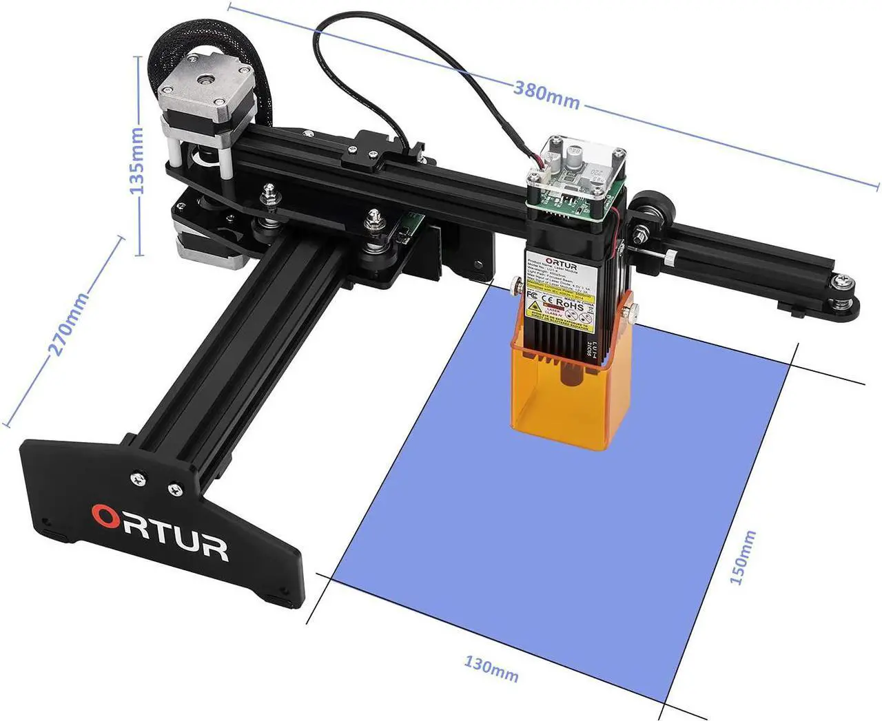Main image of ORTUR Laser Master, Mini Portable 15W Laser Engraver, 32-Bits Motherboard Laser Engraving Cutting Machine, DIY Laser Cutter for Wood and Metal,150x130mm Engraving Area