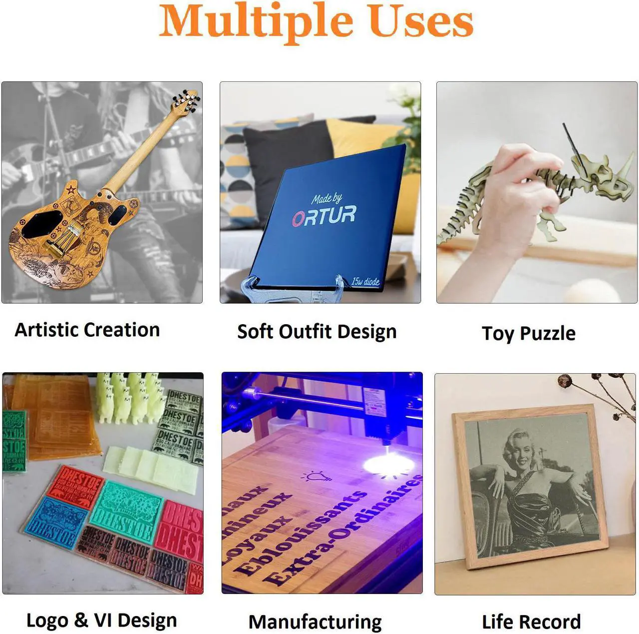 Alt view image 6 of 7 - ORTUR Laser Master 2 Pro S2-SF Laser Engraver, Laser Engraving Cutting Machine, DIY Laser Marking for Metal, Wood, Compresed Spot CNC, 32-bit Motherboard LaserGRBL(LightBurn), 400x400mm