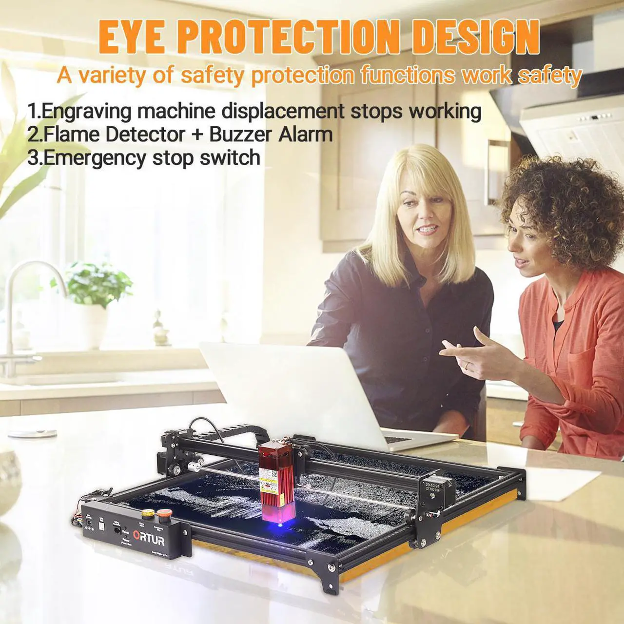 Alt view image 7 of 7 - ORTUR Laser Master 2 Pro S2-SF Laser Engraver, Laser Engraving Cutting Machine, DIY Laser Marking for Metal, Wood, Compresed Spot CNC, 32-bit Motherboard LaserGRBL(LightBurn), 400x400mm