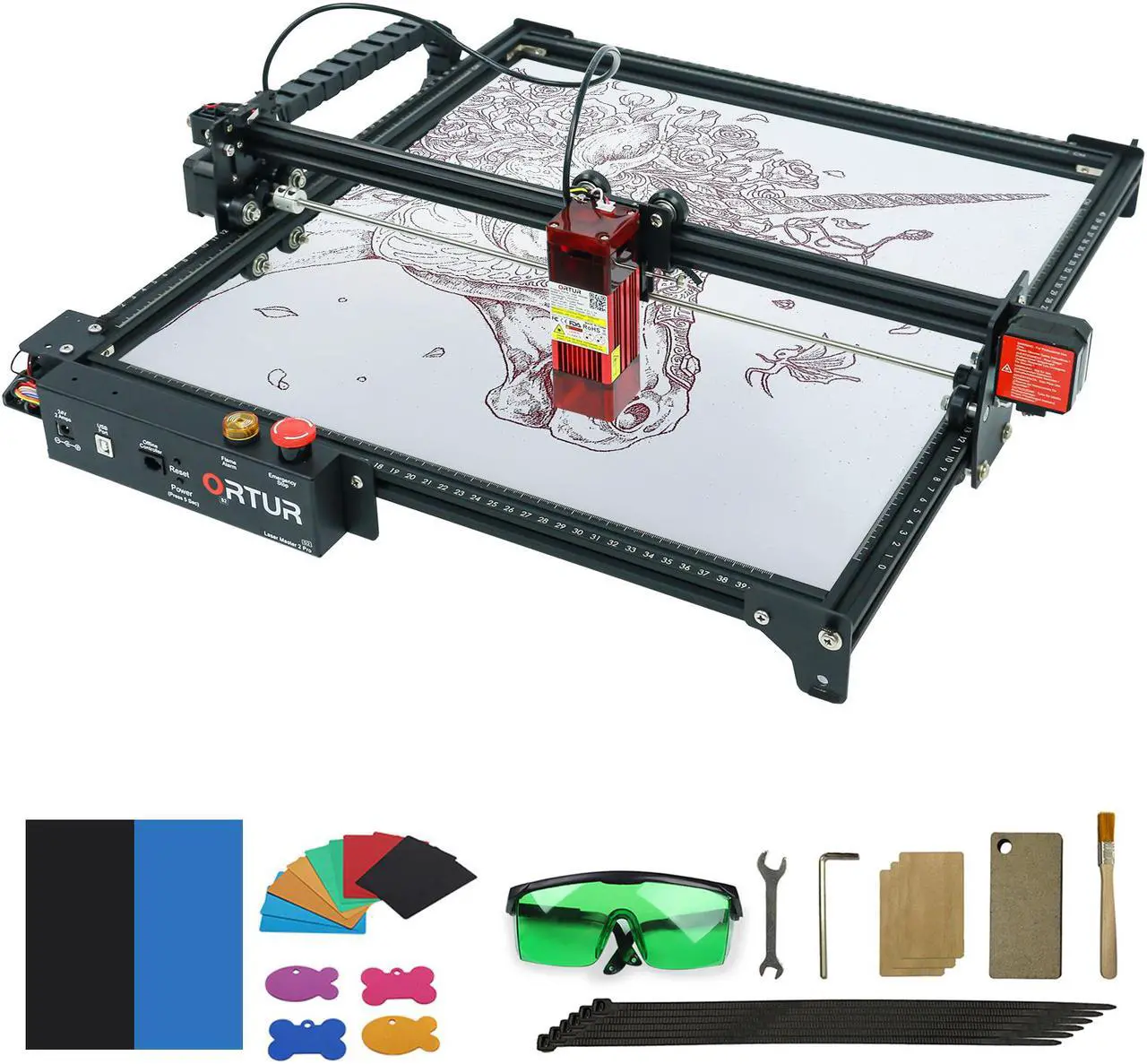 Main image of ORTUR Laser Master 2 Pro S2-SF Laser Engraver, Laser Engraving Cutting Machine, DIY Laser Marking for Metal, Wood, Compresed Spot CNC, 32-bit Motherboard LaserGRBL(LightBurn), 400x400mm