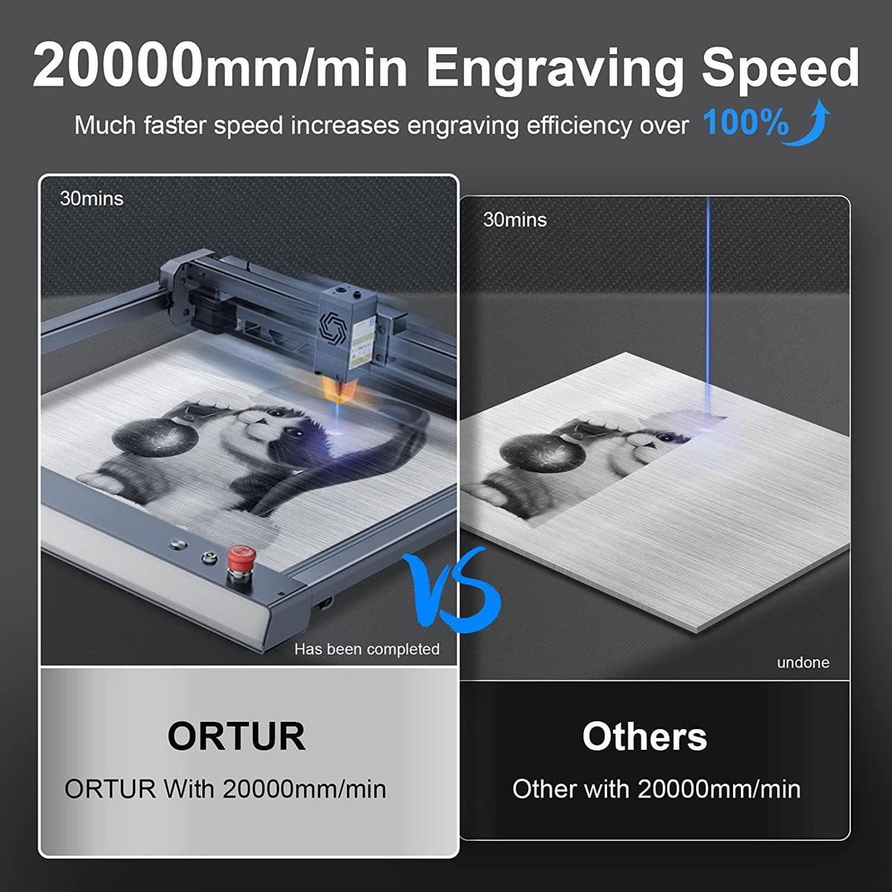 Alt view image 5 of 7 - ORTUR Laser Master 3 10W Output Power Laser Engraver, 0.05 * 0.1mm Compressed Spot Laser Cutter add App Offline Control High Power Laser Engraver for Wood and Metal (with Air Assist Nozzle)