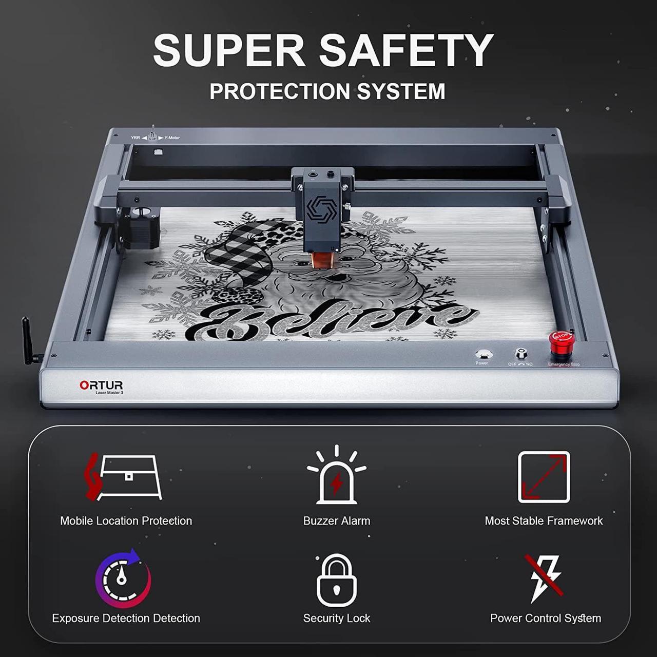 Alt view image 6 of 7 - ORTUR Laser Master 3 10W Output Power Laser Engraver, 0.05 * 0.1mm Compressed Spot Laser Cutter add App Offline Control High Power Laser Engraver for Wood and Metal (with Air Assist Nozzle)