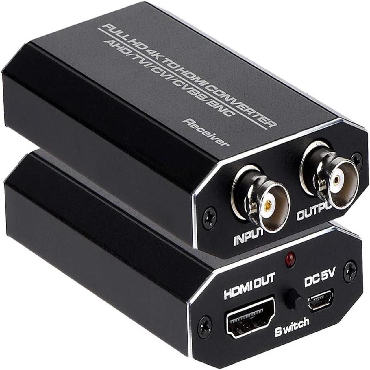 TVI/CVI/AHD to HDMI Converter, Full HD 4K 720P/ 1080P/ 3MP/ 4MP/ 5MP/ 8MP BNC to HDMI Video Adapter for Monitor HDTV DVRs