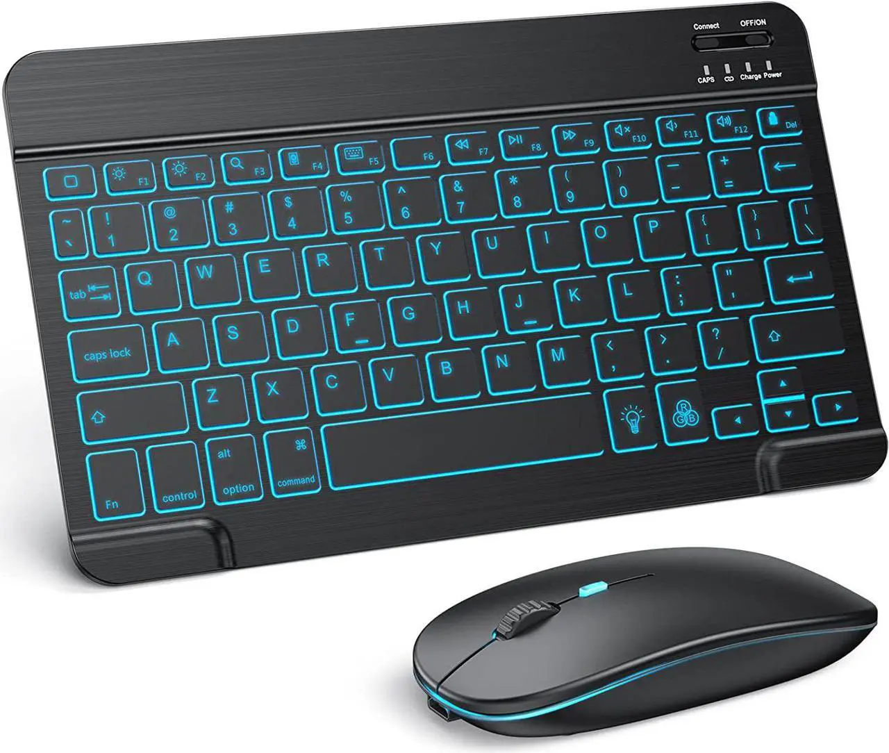 Main image of TECURS Bluetooth Keyboard and Mouse Combo for iPad - Rechargeable Wireless Keyboard & Mouse with 7-Color Backlit Compatible with iPad 10th/9th/8th Gen, iPad Pro/Air/Mini, iPhone15/14/13 Pro, Black