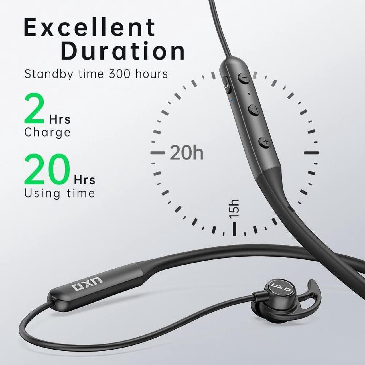 Alt view image 4 of 7 - UXD Bluetooth Headphones, Wireless Headphones with Magnetic Earbuds and Microphone, IPX6 Sweatproof Bluetooth Headset, 20 Hours Playtime Earphones for Gym Running Outdoor Sports Workout