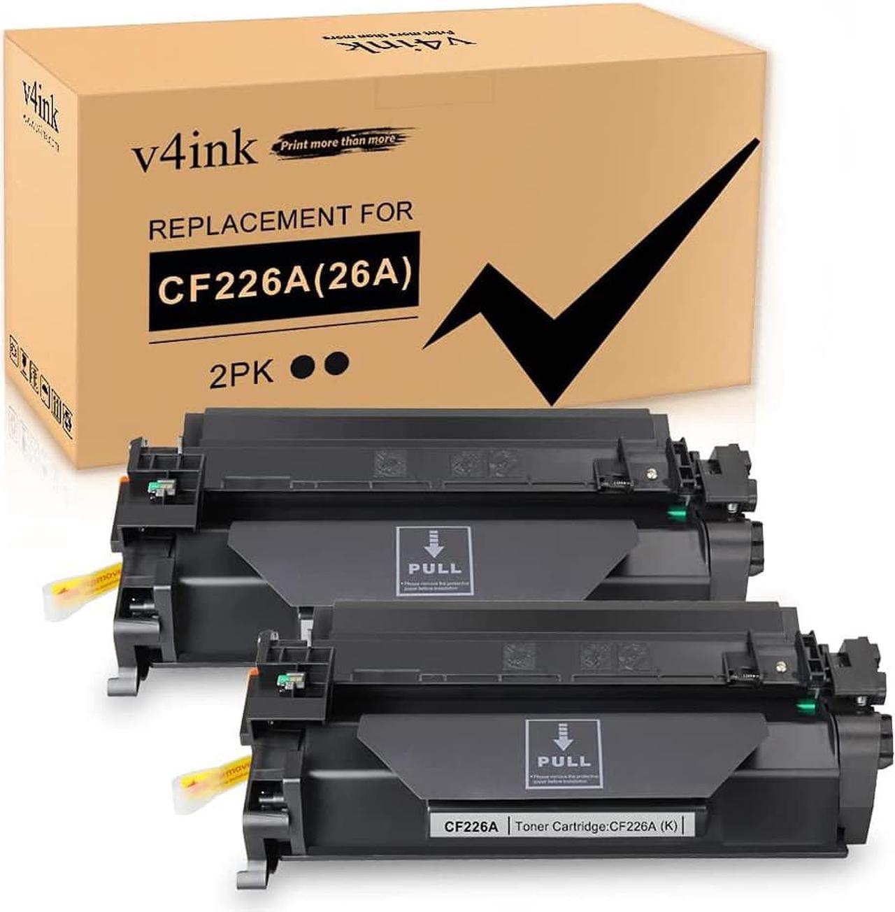 V4INK 2 Pack Replacement for CF226A 26A 3100 Pages New Compatible Toner Cartridge for Laserjet Pro M402n, M402dn, M402dw, MFP M426fdw, MFP M426fdn Series