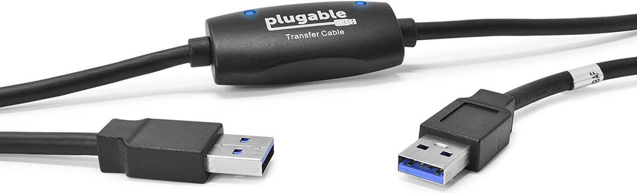 Main image of Plugable USB 3.0 Transfer Cable, Unlimited Use, Transfer Data Between 2 Windows PC's, Compatible with Windows 11, 10, 8.1, 8, 7, Vista, XP, Bravura Easy Computer Sync Software Included