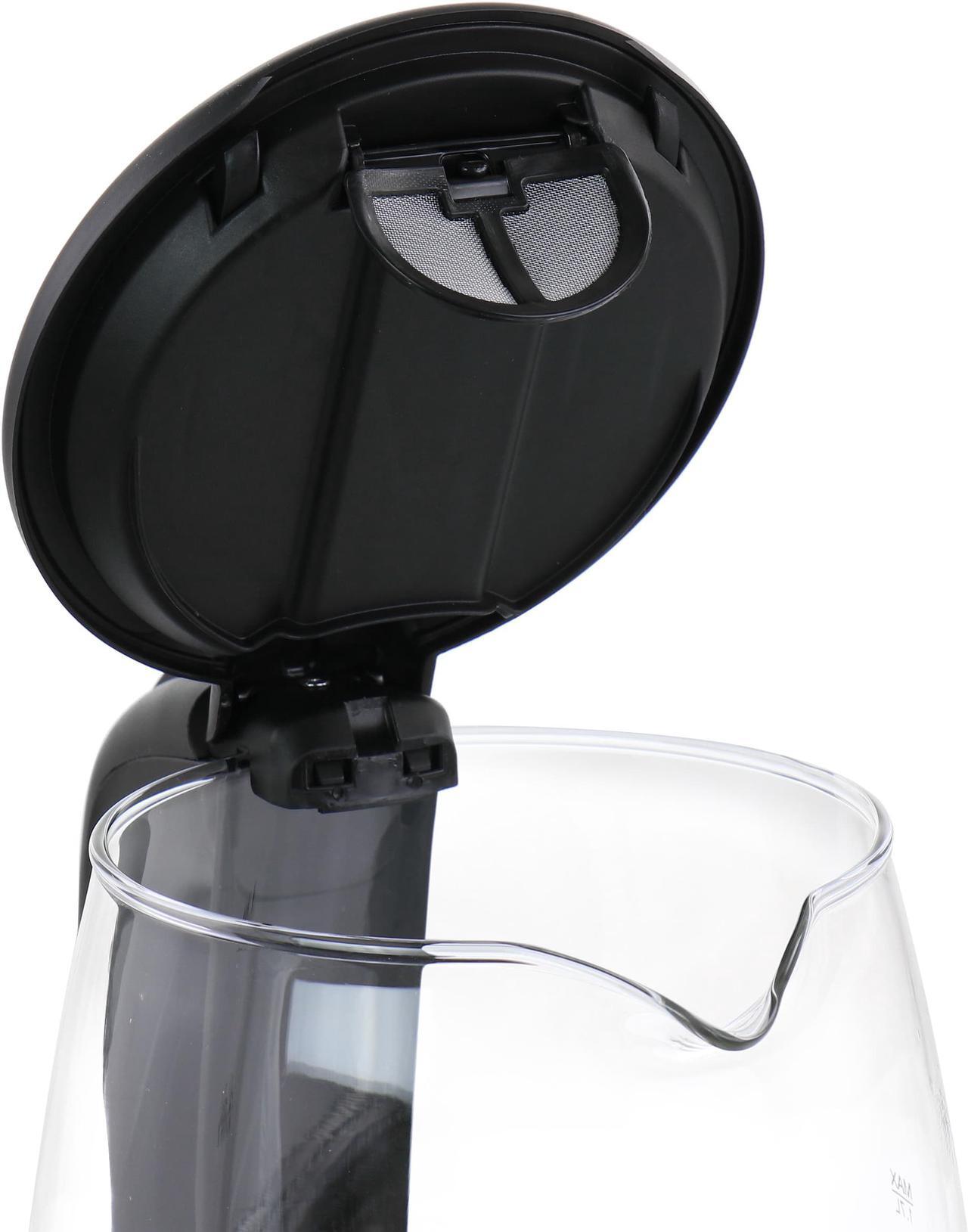 Alt view image 3 of 7 - Better chef cordless Electric glass Kettle  7-cup Borosilicate glass  Stainless Steel  LED Light  360-deg Swivel Base  Auto Boil-Dry Shut-Off