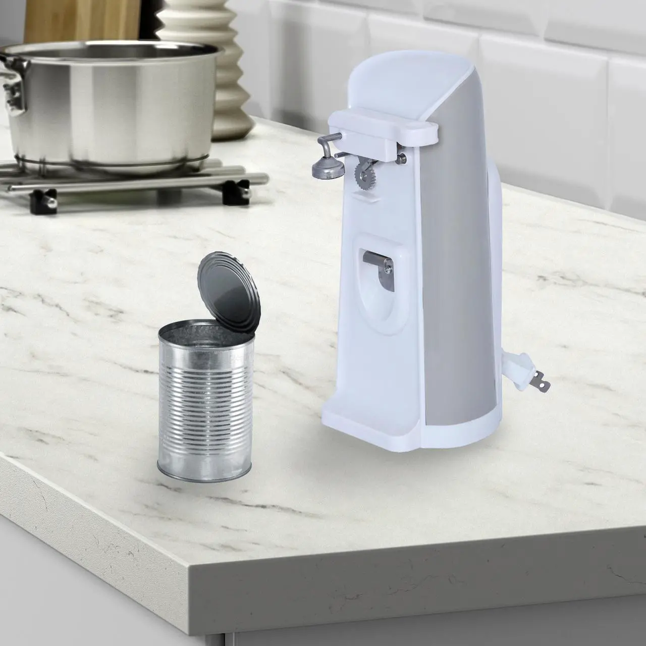 Alt view image 7 of 11 - Brentwood(R) Appliances J-30W Tall Electric Can Opener with Knife Sharpener & Bottle Opener