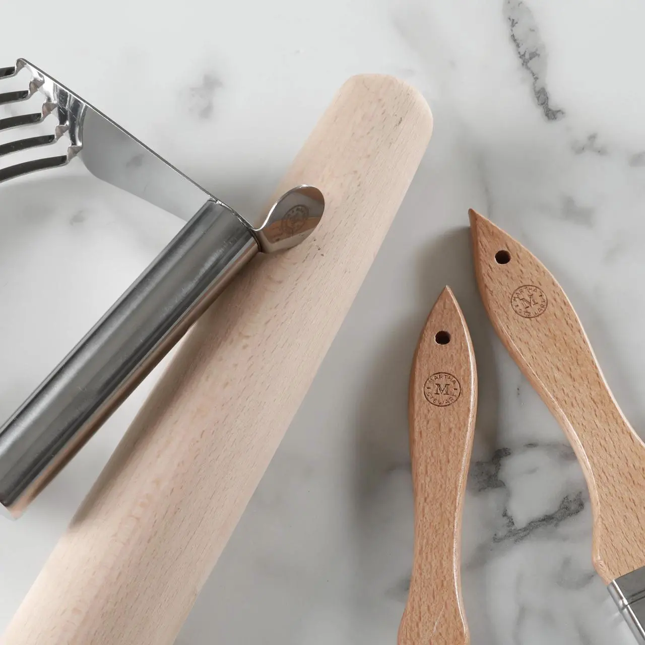 Alt view image 2 of 5 - Martha Stewart 4 Piece Wood and Stainless Steel Baking Gadget Set