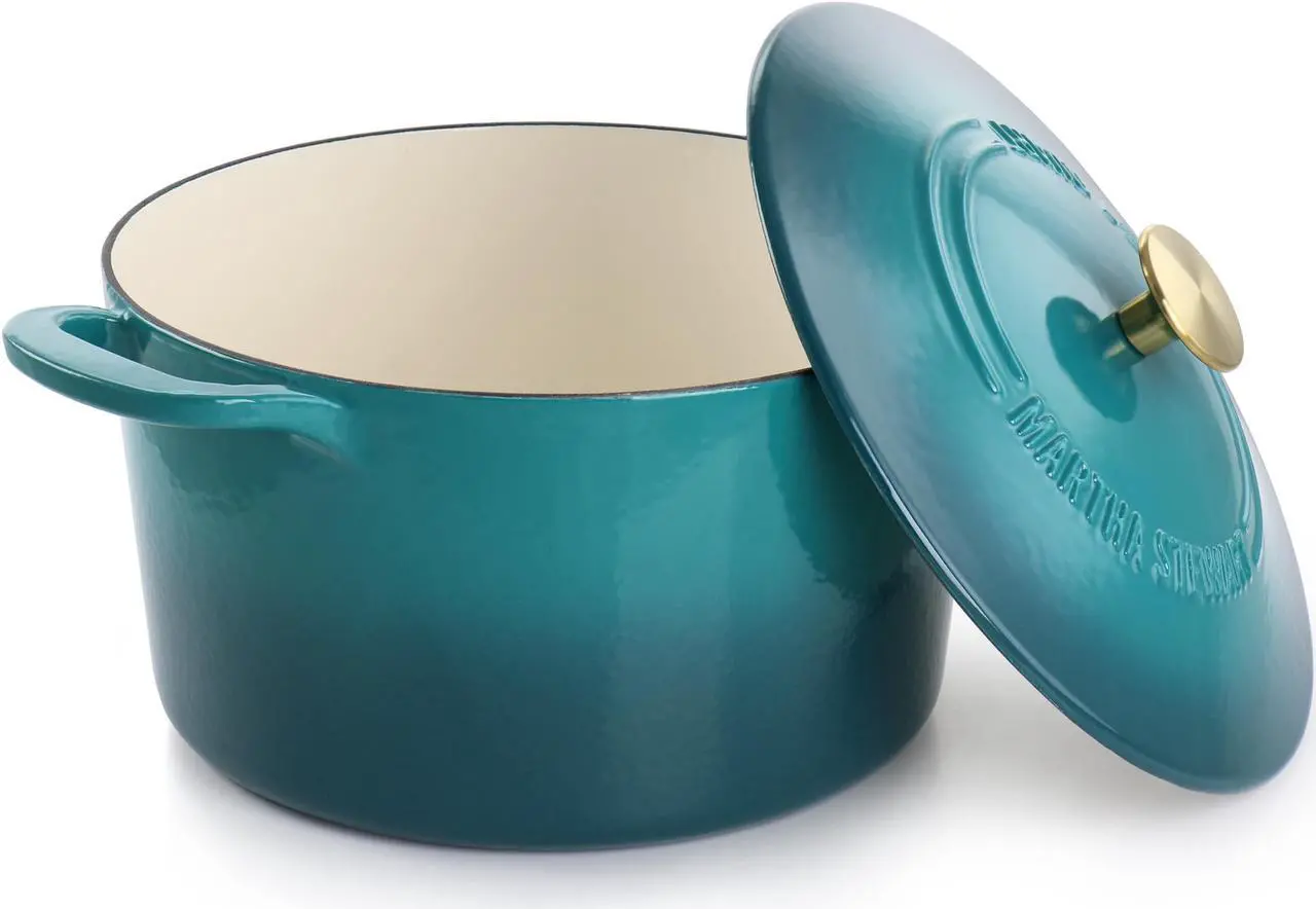 Alt view image 3 of 7 - Martha Stewart 7 Quart Enameled Cast Iron Dutch Oven with Lid in Emerald Ombre