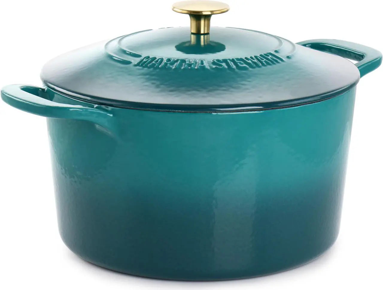 Alt view image 2 of 7 - Martha Stewart 7 Quart Enameled Cast Iron Dutch Oven with Lid in Emerald Ombre