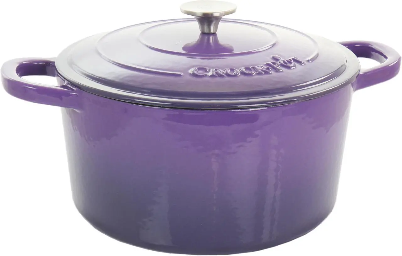 Alt view image 6 of 8 - Crock-Pot Artisan 2 Piece 5 Quart Enameled Cast Iron Dutch Oven with Lid in Lavender