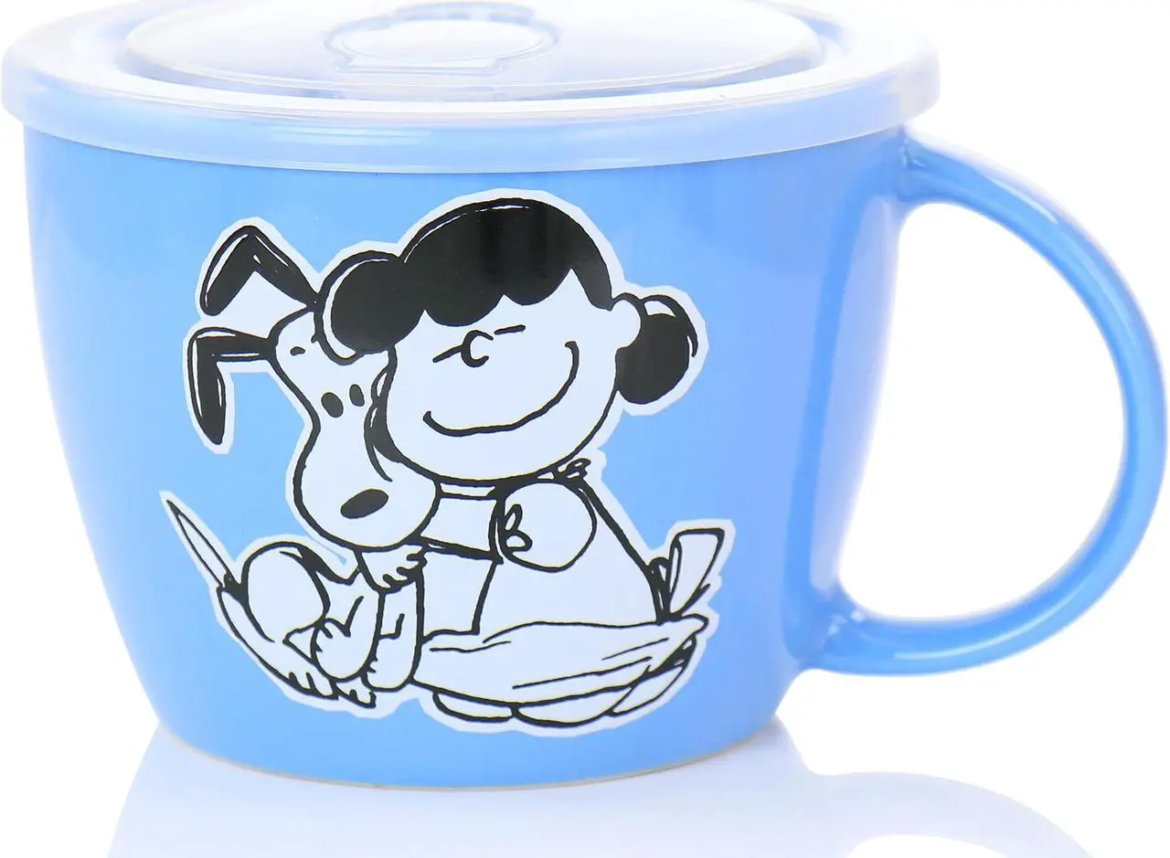 Alt view image 4 of 7 - Gibson Peanuts 70th Anniversary 4 Piece Stoneware 23.5oz Soup Bowl Set with Vented Lids in Assorted Colors