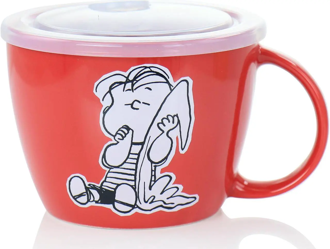 Alt view image 2 of 7 - Gibson Peanuts 70th Anniversary 4 Piece Stoneware 23.5oz Soup Bowl Set with Vented Lids in Assorted Colors