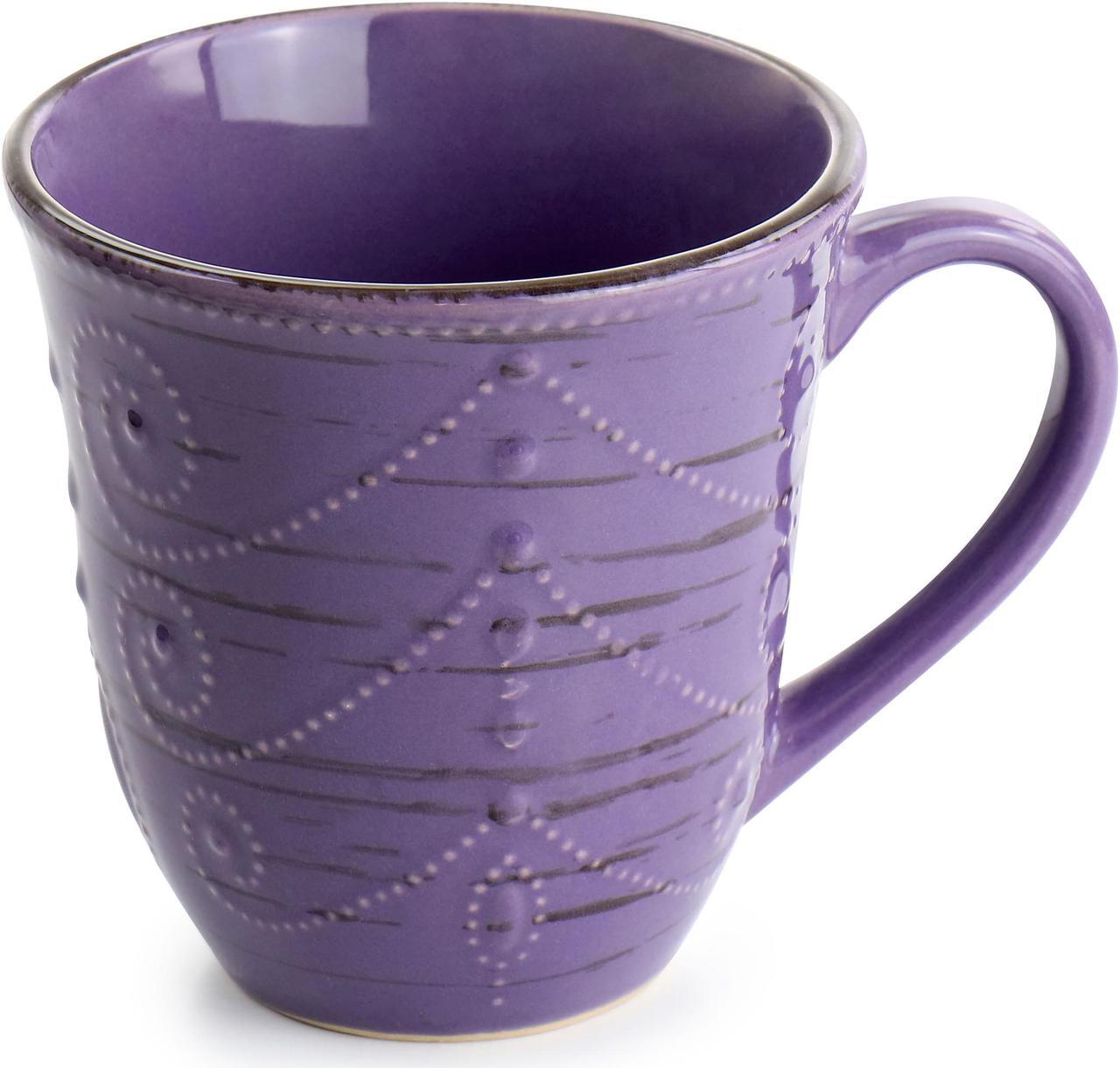 Alt view image 6 of 9 - Elama Rustic Birch 16 Piece Stoneware Dinnerware Set in Purple