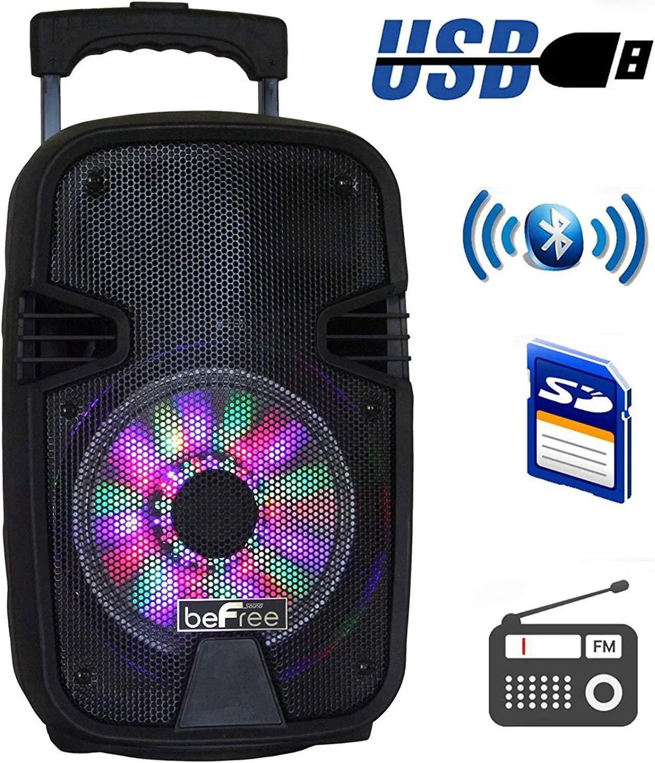 Alt view image 13 of 19 - Befree Sound BFS-3000 8 in. Bluetooth Portable Party Speaker with USB, SD & Reactive Lights