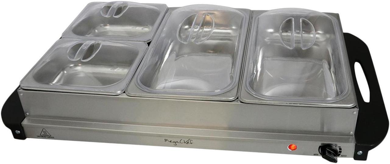 Alt view image 9 of 10 - MegaChef MC-9003B Buffet Server & Food Warmer With 3 Removable Sectional Trays, Heated Warming Tray and Removable Tray Frame