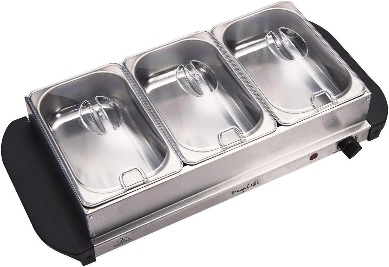 Alt view image 10 of 10 - MegaChef MC-9003B Buffet Server & Food Warmer With 3 Removable Sectional Trays, Heated Warming Tray and Removable Tray Frame