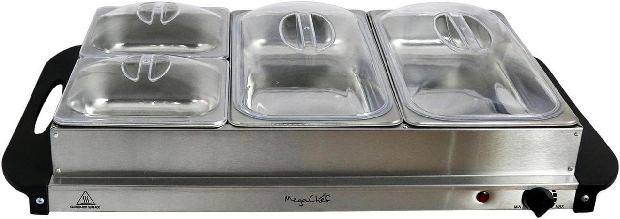Alt view image 8 of 10 - MegaChef MC-9003B Buffet Server & Food Warmer With 3 Removable Sectional Trays, Heated Warming Tray and Removable Tray Frame