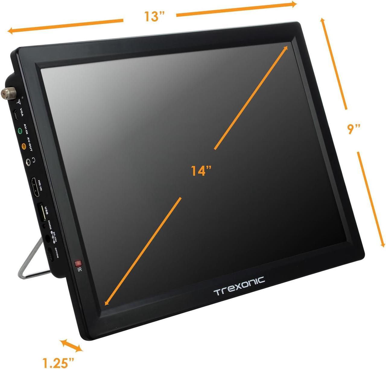 Alt view image 6 of 7 - Trexonic Portable Rechargeable 14 Inch LED TV with HDMI, SD/MMC, USB, VGA, AV In/Out and Built-in Digital Tuner