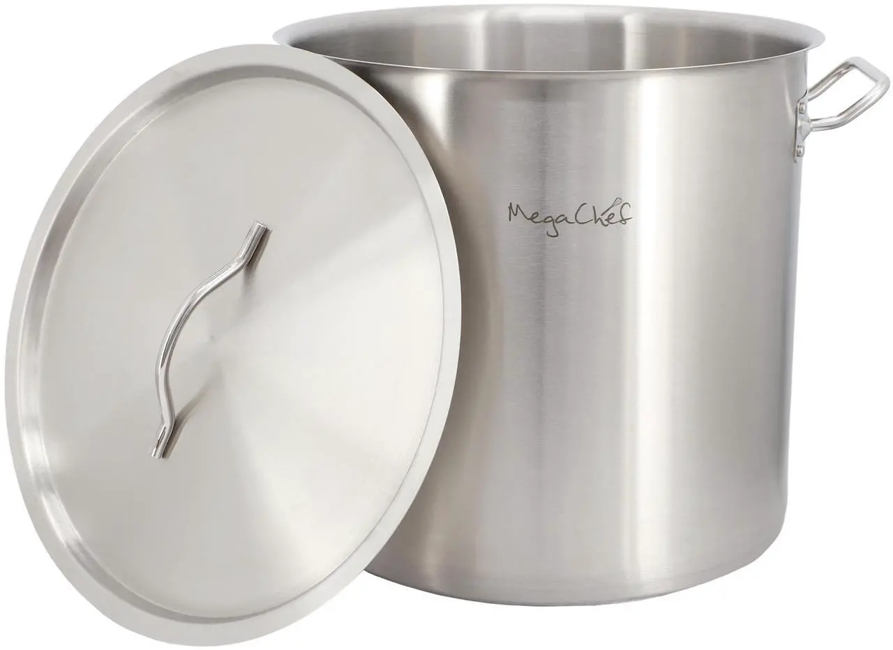 Alt view image 2 of 7 - MegaChef Professional Kitchen 52.8 Quart Round Stainless Steel Stock Pot with Lid
