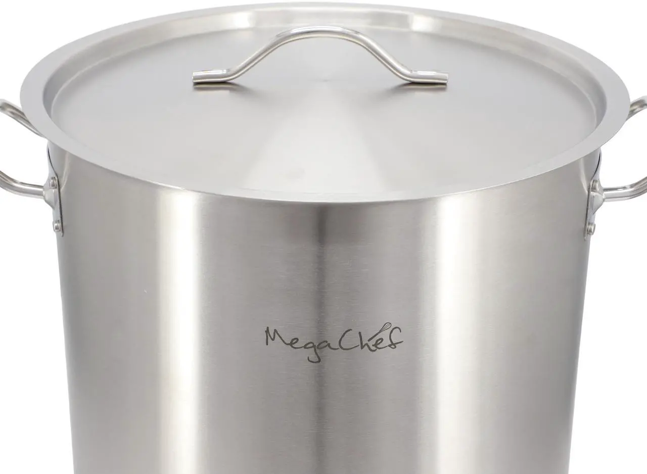 Alt view image 3 of 7 - MegaChef Professional Kitchen 52.8 Quart Round Stainless Steel Stock Pot with Lid