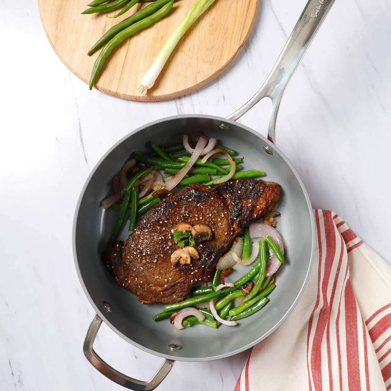 Alt view image 2 of 6 - Sur La Table Angelie 10 Piece Nonstick Ceramic Enameled Aluminum Cookware Set in Matte Brick