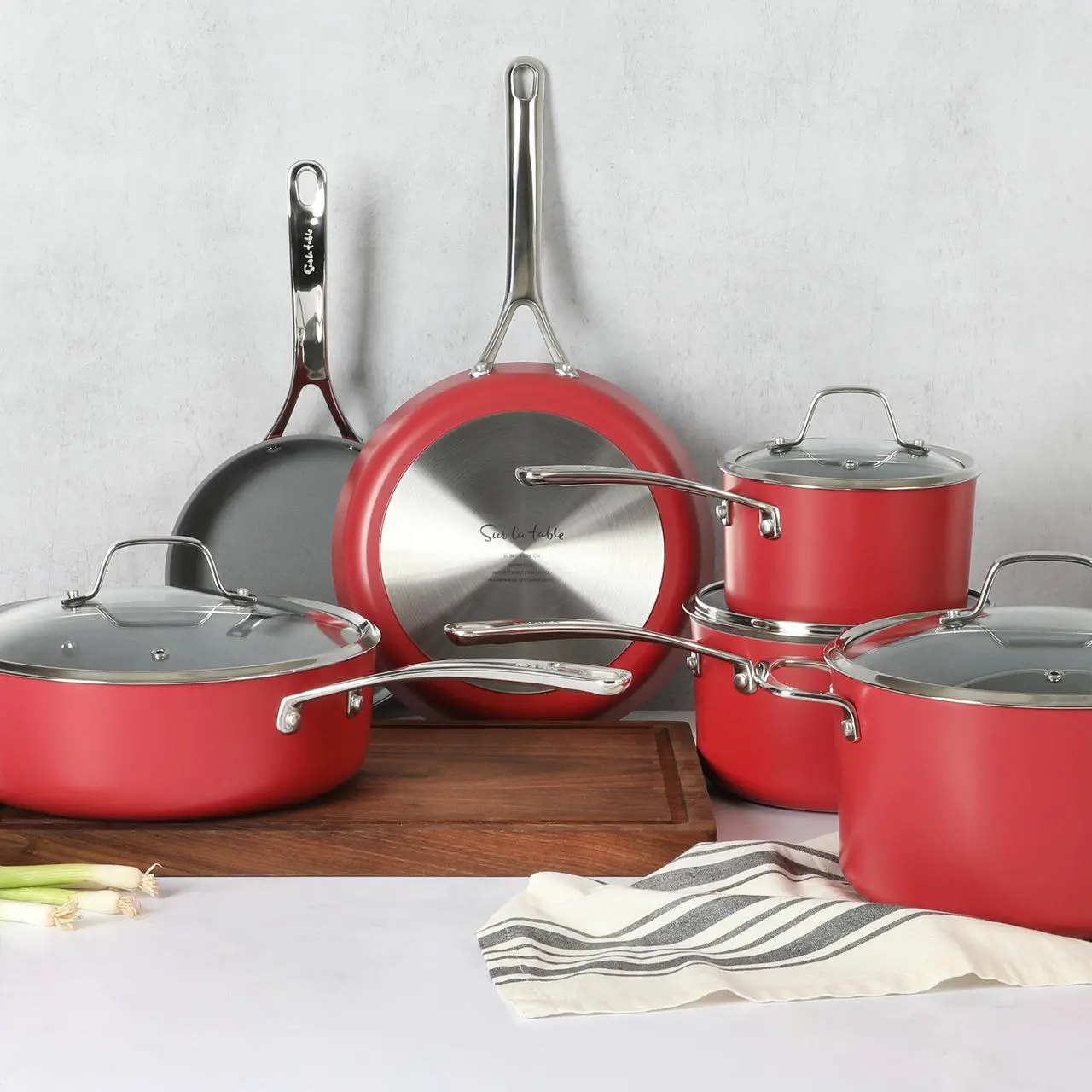 Alt view image 5 of 6 - Sur La Table Angelie 10 Piece Nonstick Ceramic Enameled Aluminum Cookware Set in Matte Brick