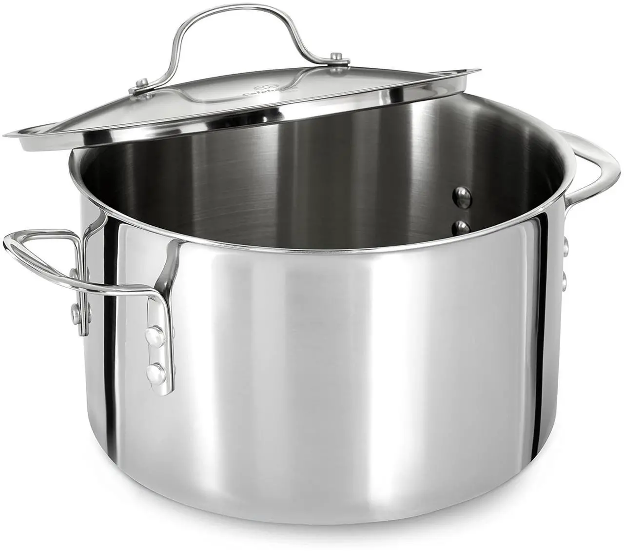 Alt view image 2 of 3 - Calphalon 8 Quart Tri-Ply Stainless Steel Stock Pot with Lid and Aluminum Core