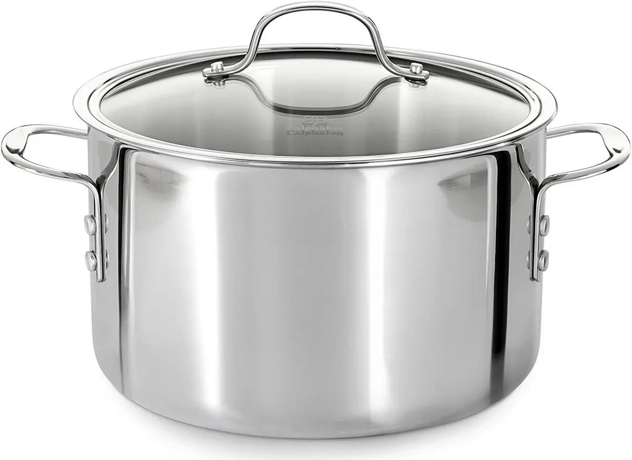 Main image of Calphalon 8 Quart Tri-Ply Stainless Steel Stock Pot with Lid and Aluminum Core