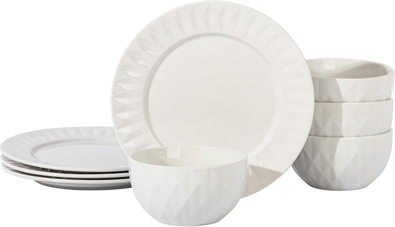 Main image of Gibson Home Fine Ceramic 8 Piece Dinnerware Set in White