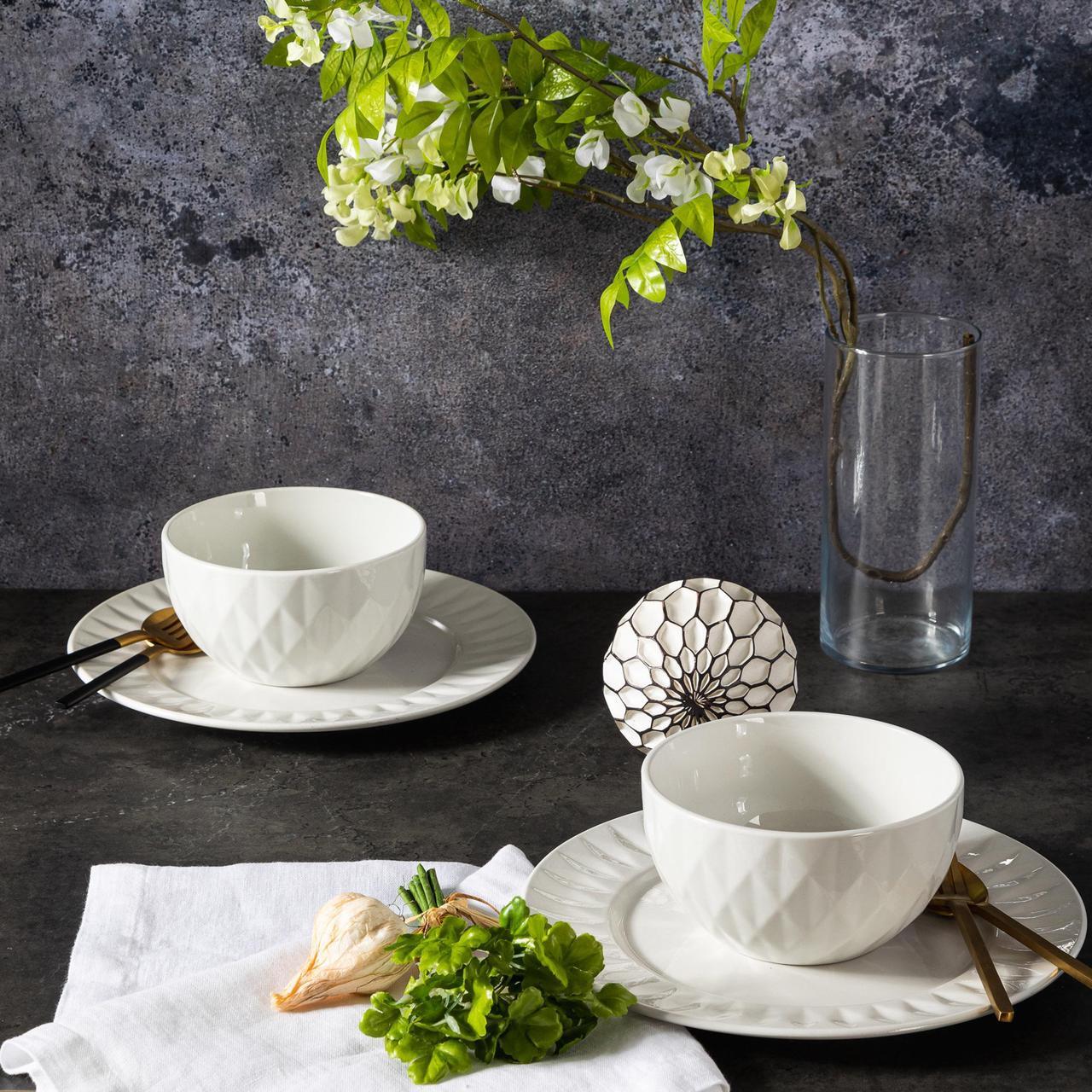 Alt view image 7 of 7 - Gibson Home Fine Ceramic 8 Piece Dinnerware Set in White