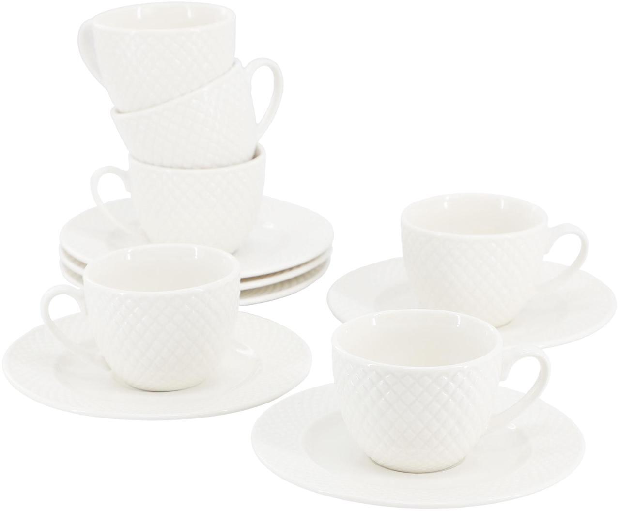 Main image of Elama Sol 12 Piece 3 Ounce Porcelain Espresso Cup with Saucer Set in White