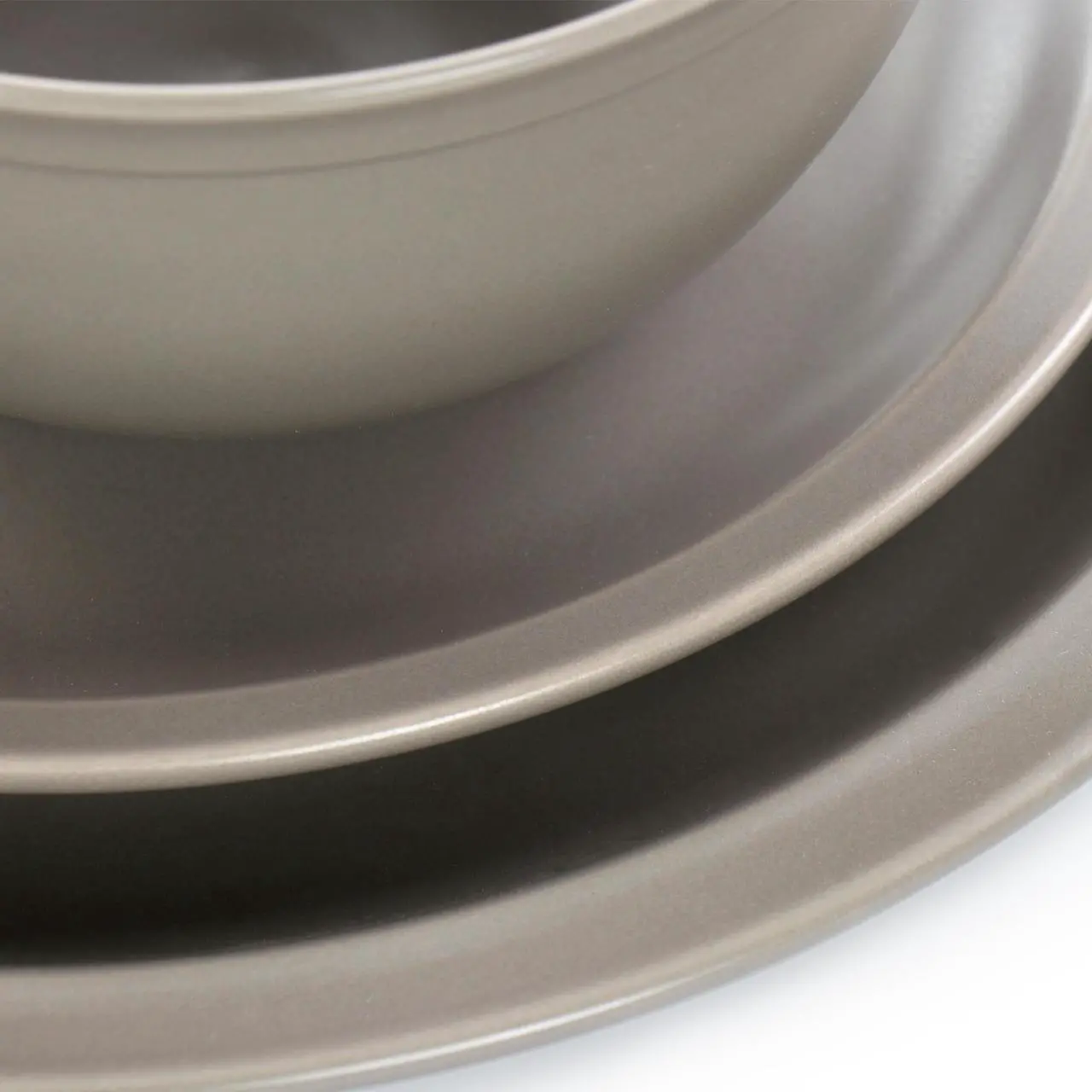 Alt view image 7 of 7 - Gibson Home Siam 12 Piece Round Stoneware Dinnerware Set in Warm Grey
