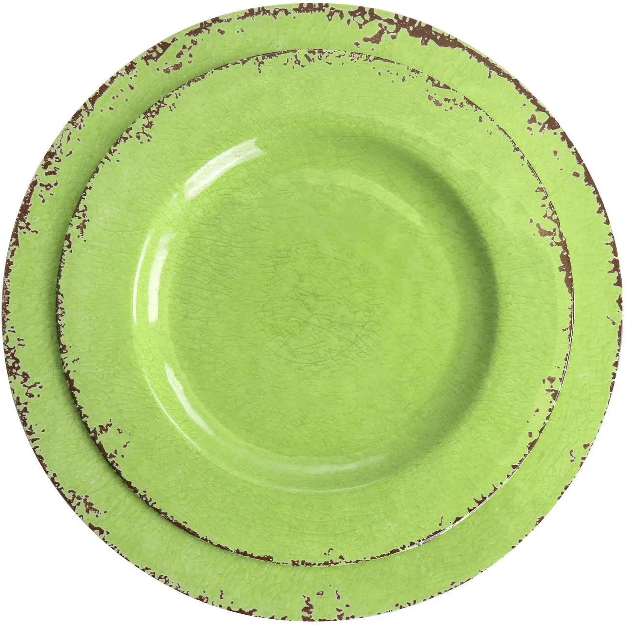 Alt view image 4 of 7 - Gibson Mauna 12 Piece Melamine Dinnerware Set in Crackle Green