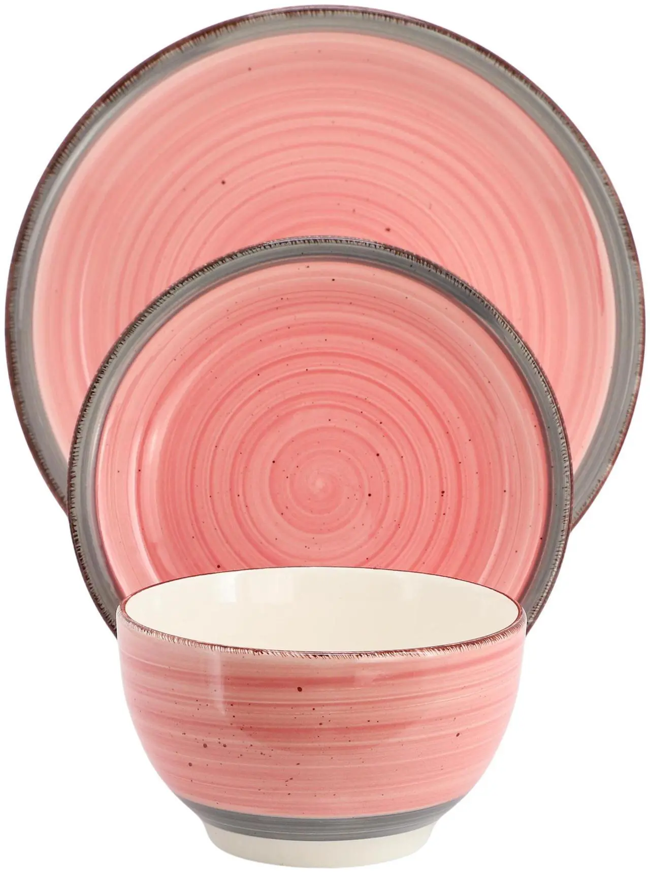 Alt view image 2 of 7 - Gibson Home Holcomb 12 Piece Ceramic Dinnerware Set in Pink