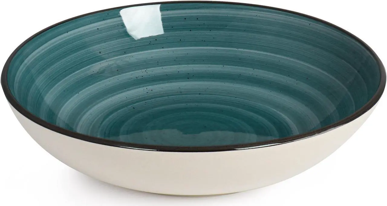 Alt view image 4 of 7 - Elama Gia 24 Piece Round Stoneware Dinnerware Set in Dark Green