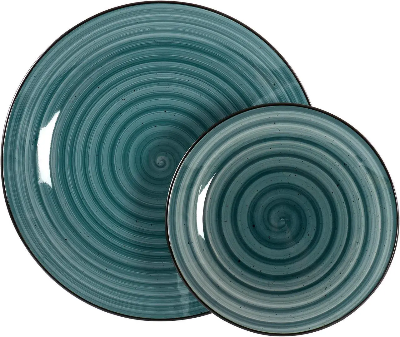 Alt view image 3 of 7 - Elama Gia 24 Piece Round Stoneware Dinnerware Set in Dark Green