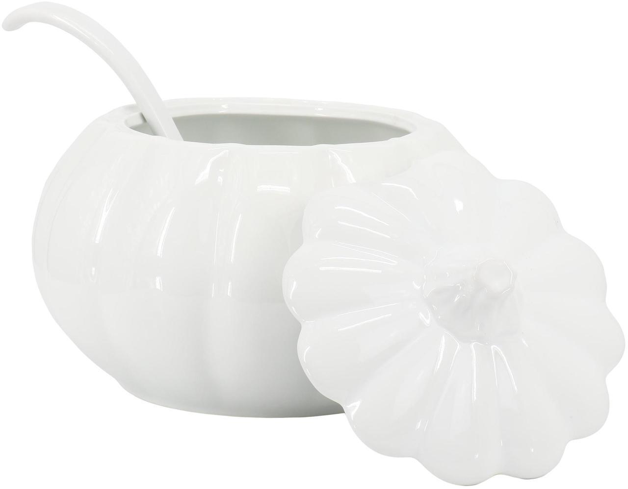 Alt view image 2 of 7 - Martha Stewart 5 Quart Fine Ceramic Pumpkin Soup Tureen With Lid and Ladle in White