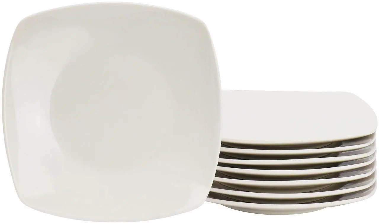 Main image of Gibson Home Zen Buffetware 8 Piece 7in Stoneware Dessert Plate Set in White