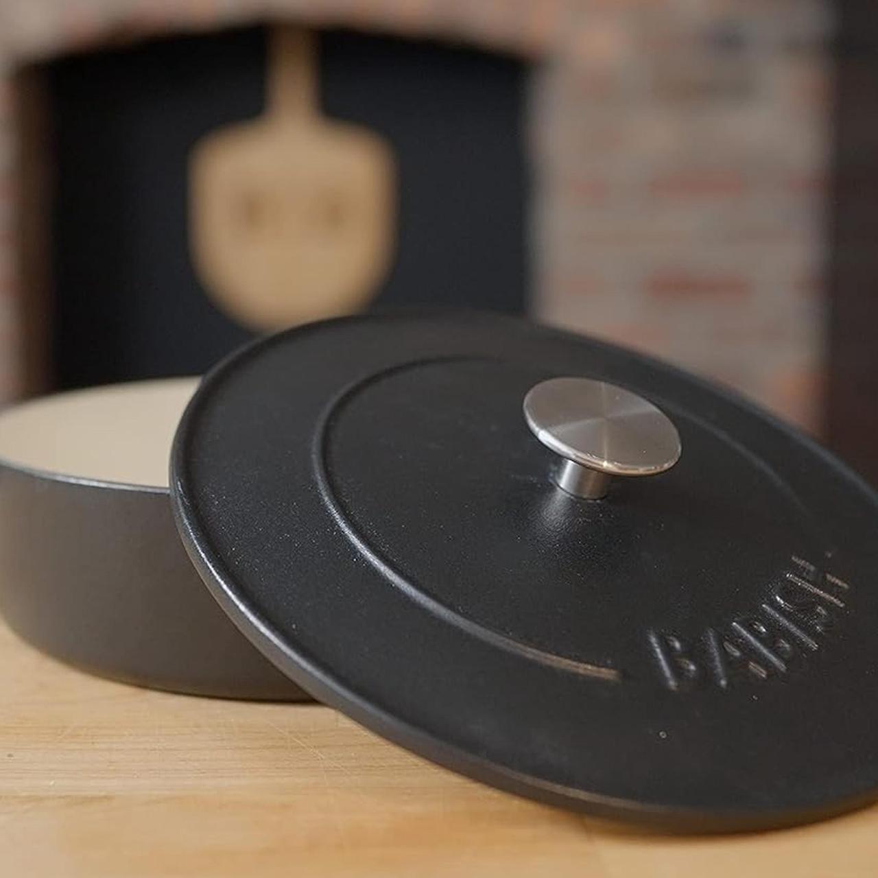 Alt view image 7 of 7 - Babish 3 Quart Round Enameled Cast Iron Braiser Pan with Self-Basting Lid in Black