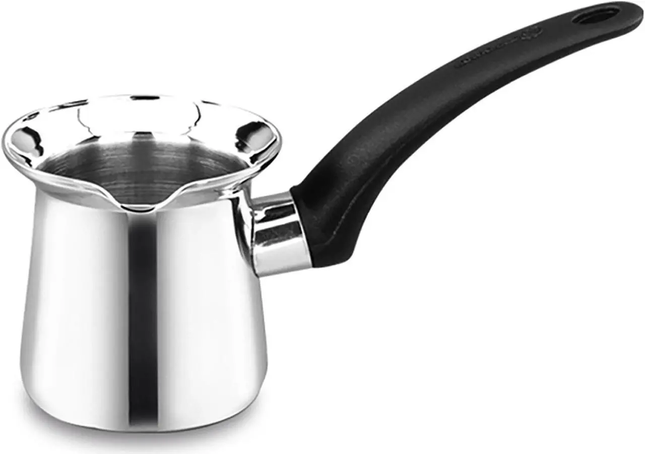 Main image of Korkmaz Orbit 12 Ounce Stainless Steel Turkish Coffee Pot in Silver