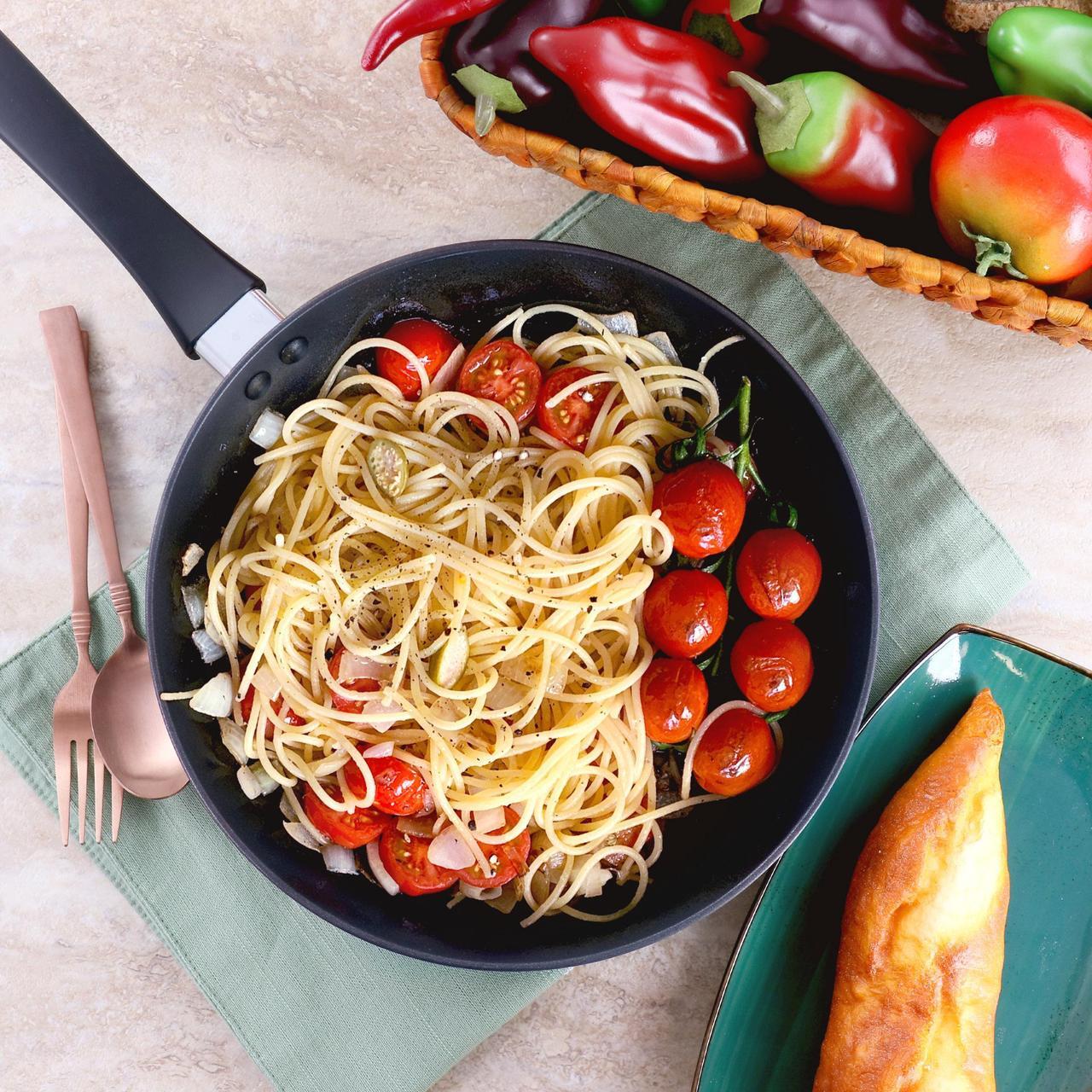 Alt view image 6 of 6 - Martha Stewart Everyday Doylestown 12 Inch Nonstick Aluminum Frying Pan in Black