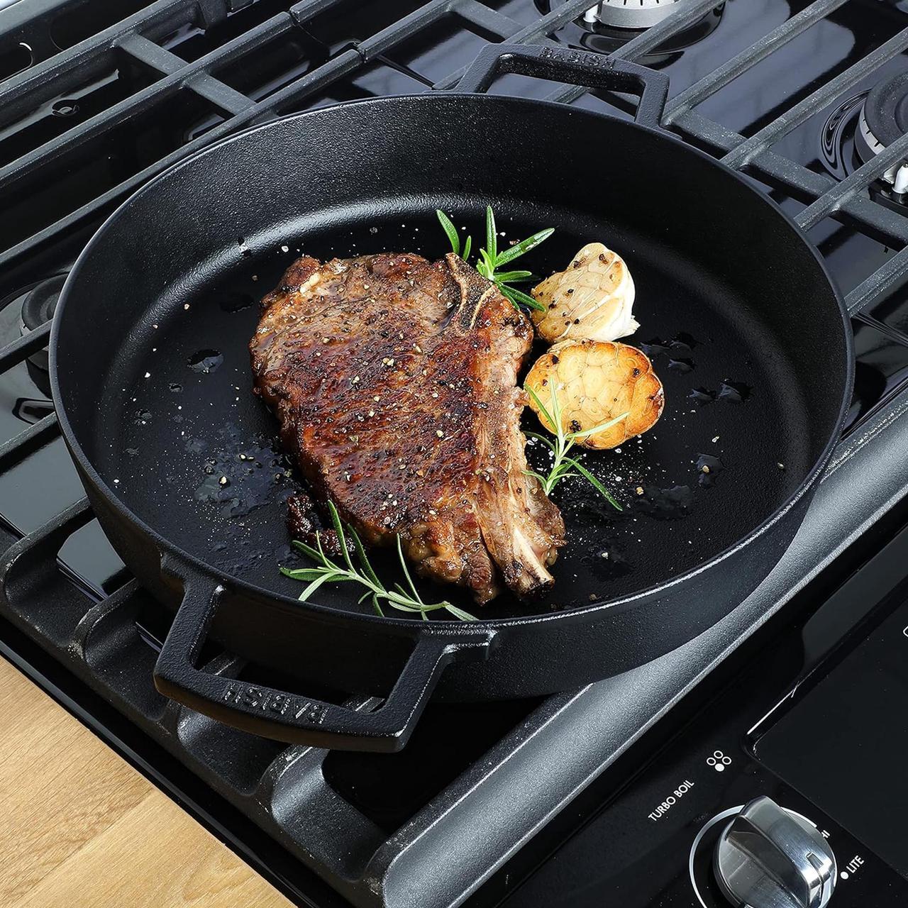 Alt view image 5 of 5 - Babish 13 Inch Pre-Seasoned Cast Iron Everyday Pan in Black