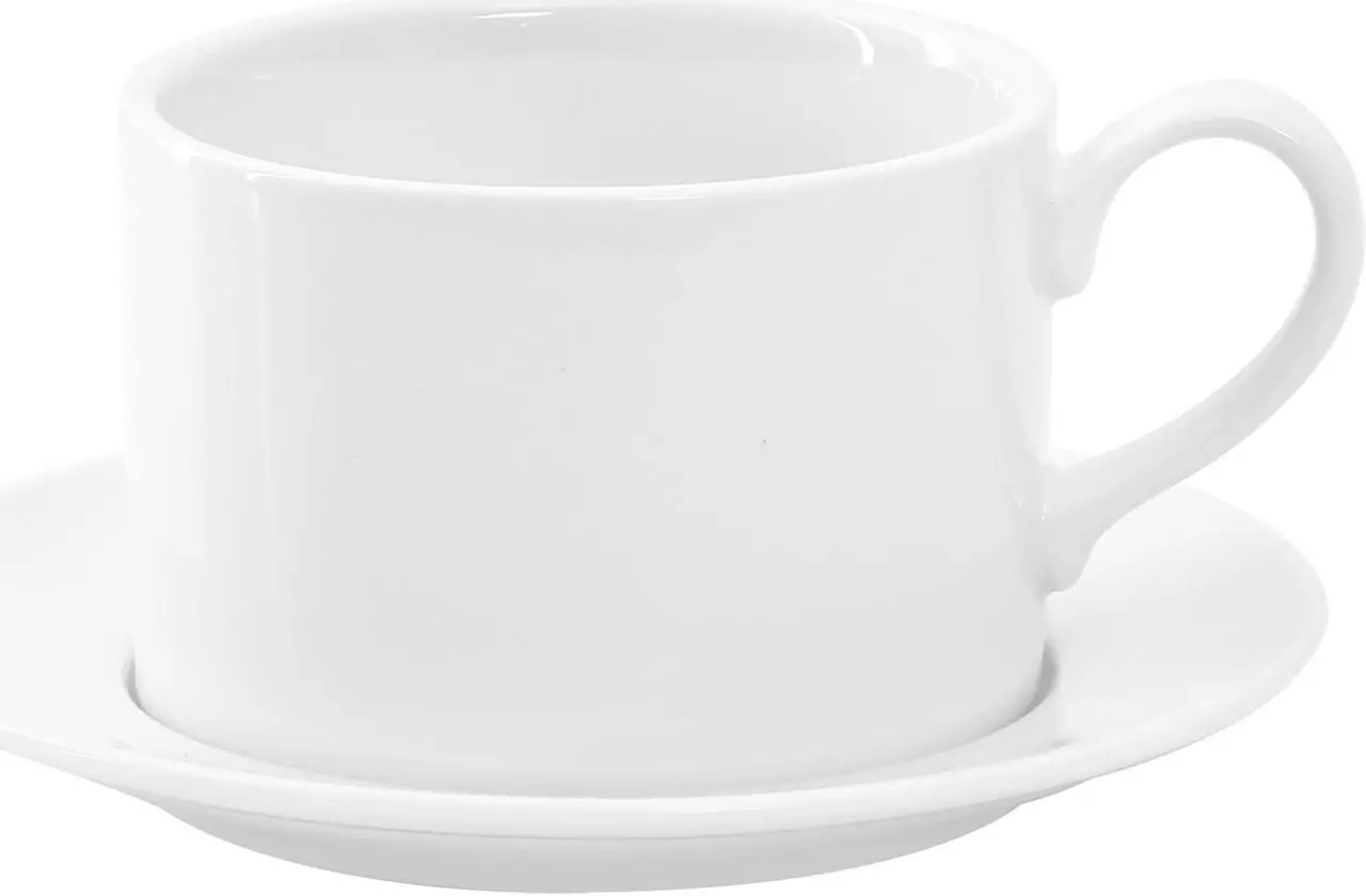 Alt view image 2 of 5 - Our Table Simply White 6 Piece 3.75 Inch Porcelain Cups With Saucers Set