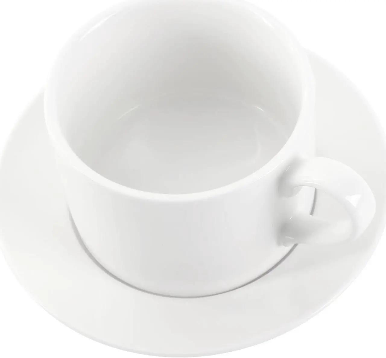 Alt view image 4 of 5 - Our Table Simply White 6 Piece 3.75 Inch Porcelain Cups With Saucers Set