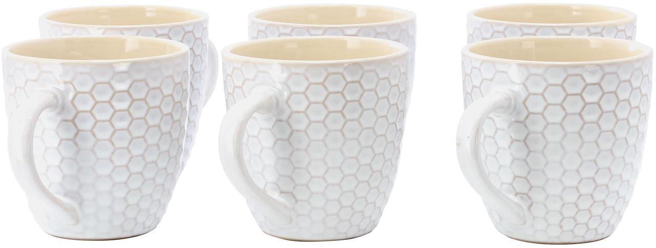 Alt view image 2 of 6 - Elama Honeycomb 6 Piece 15 Ounce Mug Set in White