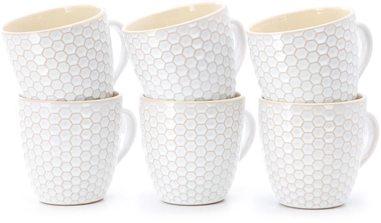 Main image of Elama Honeycomb 6 Piece 15 Ounce Mug Set in White
