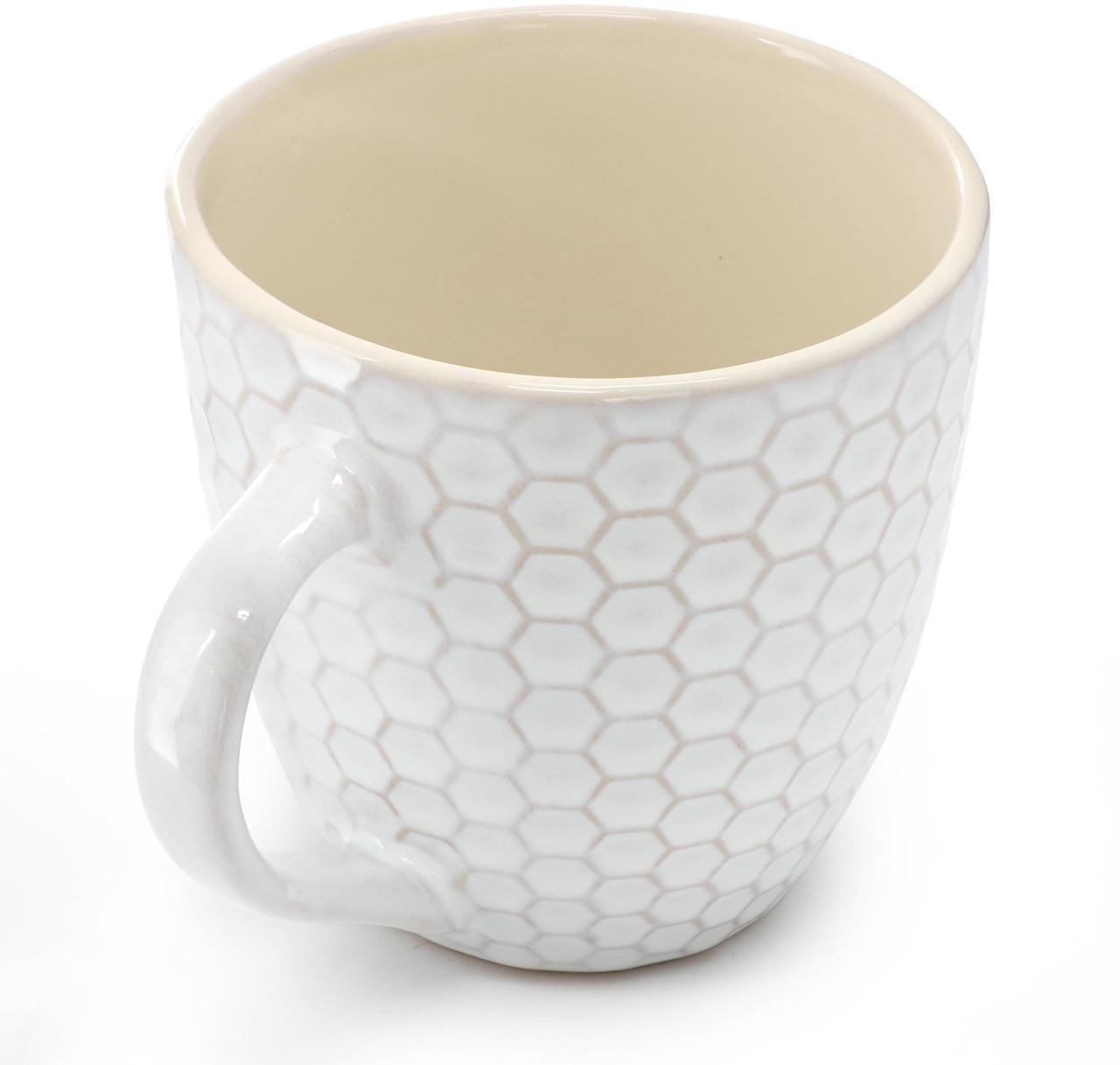 Alt view image 3 of 6 - Elama Honeycomb 6 Piece 15 Ounce Mug Set in White